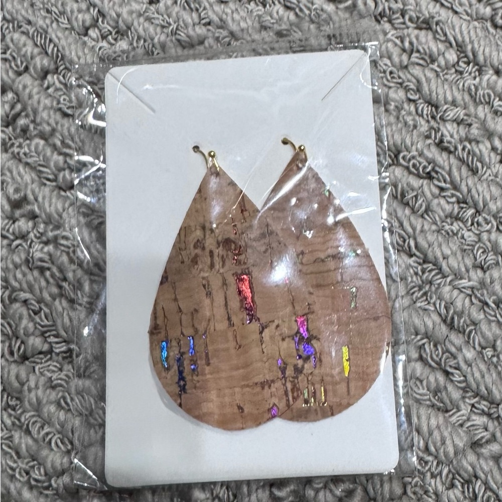 Teardrop Earrings with Iridescent Foil